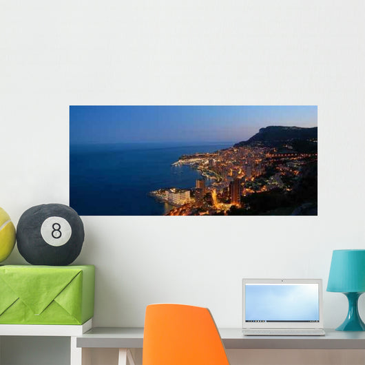 Monaco Cityscape at Night Wall Decal