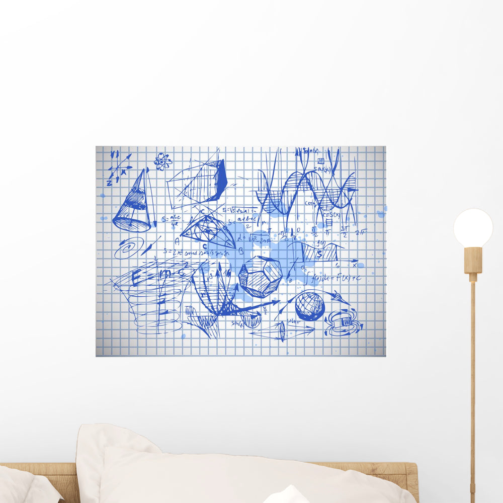 Math and physics symbols wall mural wallmonkeys