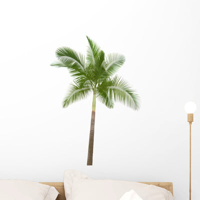 Palm Tree White Wall Decal shown on a wall