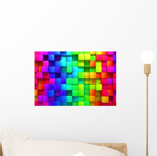 Rainbow Colorful Boxes Wall Mural
