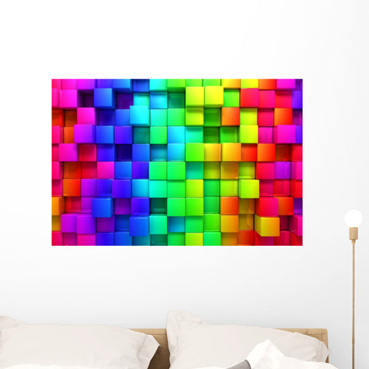 Rainbow Colorful Boxes Wall Mural