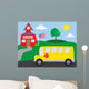 School and School-bus Wall Mural