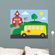School and School-bus Wall Mural