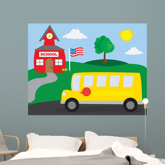 School and School-bus Wall Mural