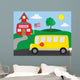 School and School-bus Wall Mural