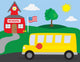 School and School-bus Wall Mural