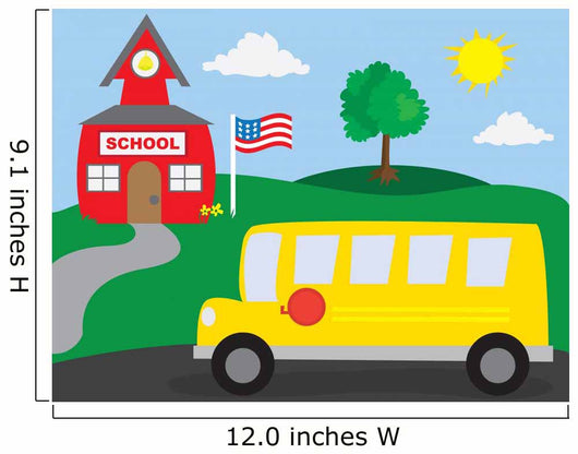 School and School-bus Wall Mural