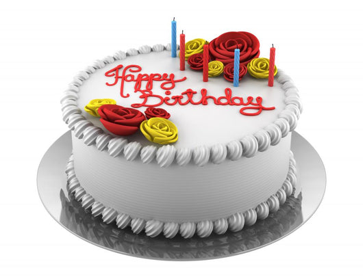Round Birthday Cake with Wall Decal