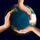 conceptual recycling symbol over earth globe Wall Mural