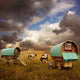 Old Gypsy Caravans Trailers Wagons With Horses Wall Mural