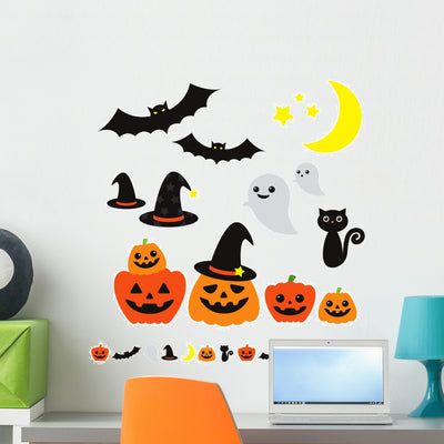 Halloween Wall Decal Sticker Set shown on a wall