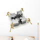 Four Wooden Mannequins Pushing Wall Decal