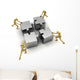 Four Wooden Mannequins Pushing Wall Decal