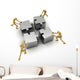Four Wooden Mannequins Pushing Wall Decal