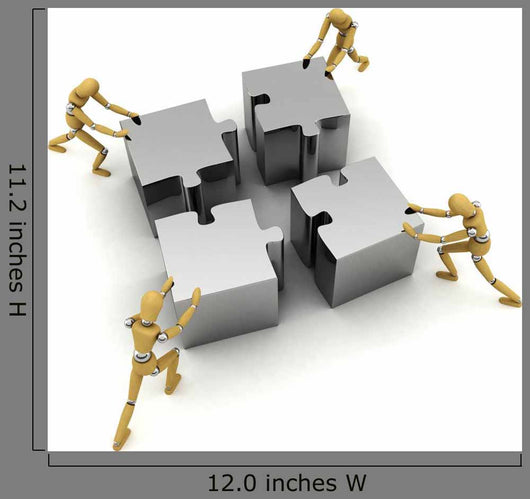 Four Wooden Mannequins Pushing Wall Decal