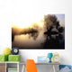 dramatic sunrise over a misty lake at dawn Wall Mural