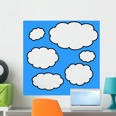 Clouds Wall Decal shown on a wall