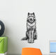 Black and White Sitting Wolf Sketch Wall Decal