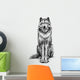 Black and White Sitting Wolf Sketch Wall Decal