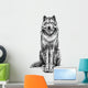 Black and White Sitting Wolf Sketch Wall Decal