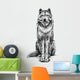 Black and White Sitting Wolf Sketch Wall Decal