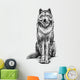 Black and White Sitting Wolf Sketch Wall Decal