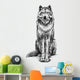Black and White Sitting Wolf Sketch Wall Decal