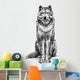 Black and White Sitting Wolf Sketch Wall Decal