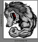 Wolf Mascot Flexing Arm