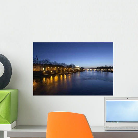 River Bridge Night Wall Decal