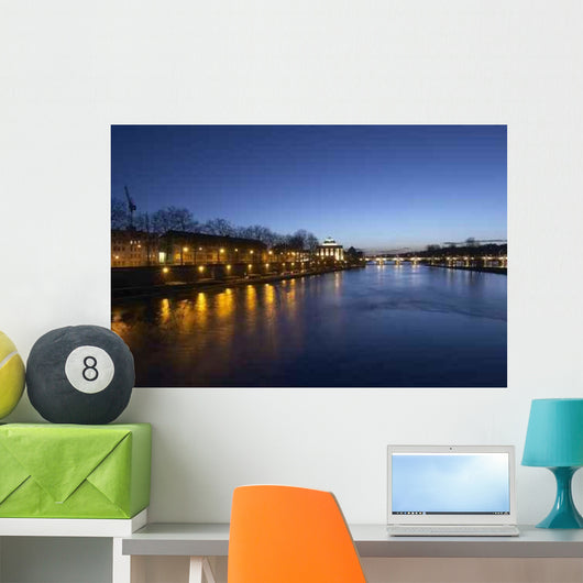 River Bridge Night Wall Decal