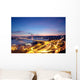 Beautiful night scenes of Tsing Ma Bridge in Hong Kong. Wall Mural