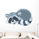 Funny sleeping cartoon raccoon Wall Decal