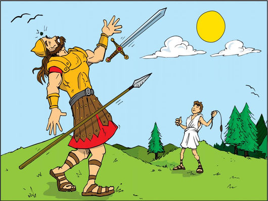 Cartoon Goliath Defeated David