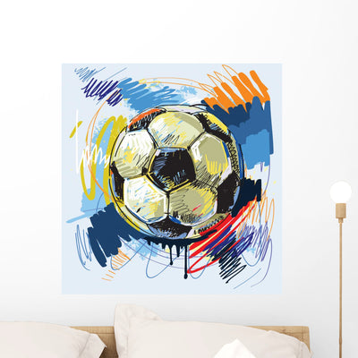 Football shown on a wall