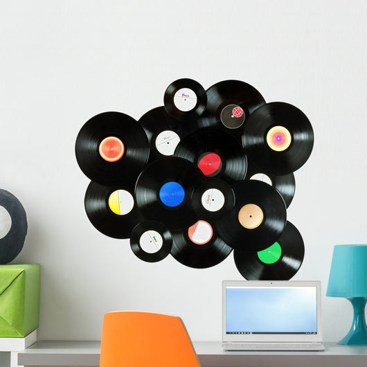 Abstract Vintage Records Music Wall Decal – Wallmonkeys