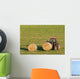 Farmer and Hay Bales Wall Mural