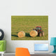 Farmer and Hay Bales Wall Mural
