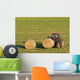 Farmer and Hay Bales Wall Mural