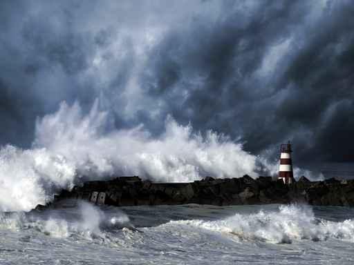 Stormy Waves against Beacon Wall Decal