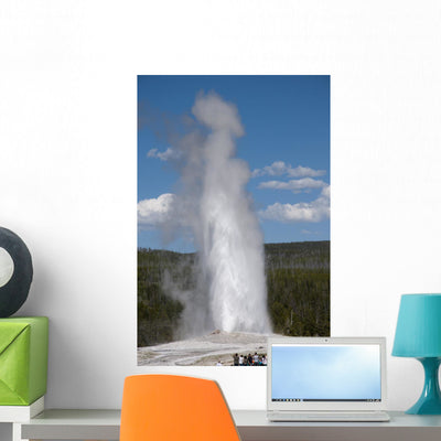 Old Faithful Geyser Yellowstone shown on a wall