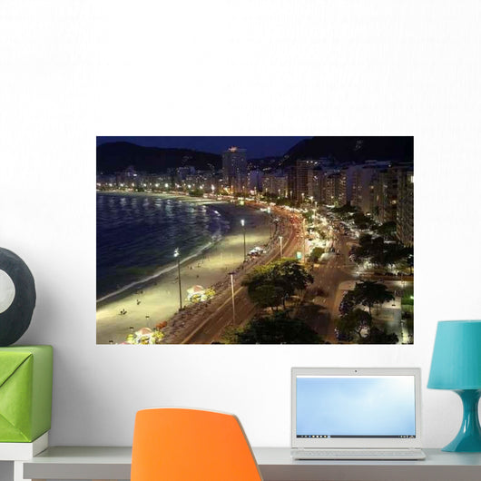 Rio Janeiro-copacabana Beach Night Wall Decal