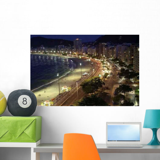 Rio Janeiro-copacabana Beach Night Wall Decal