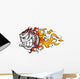 Flaming Baseball or Softball Face Vector Wall Decal