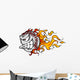 Flaming Baseball or Softball Face Vector Wall Decal