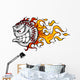 Flaming Baseball or Softball Face Vector Wall Decal