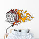 Flaming Baseball or Softball Face Vector Wall Decal
