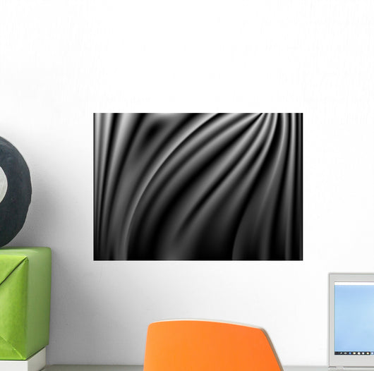 Black Abstract Satin Curtain