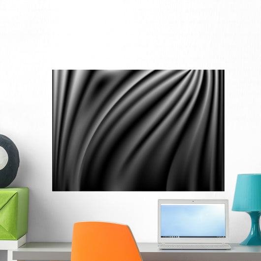 Black Abstract Satin Curtain