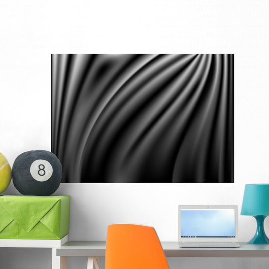 Black Abstract Satin Curtain